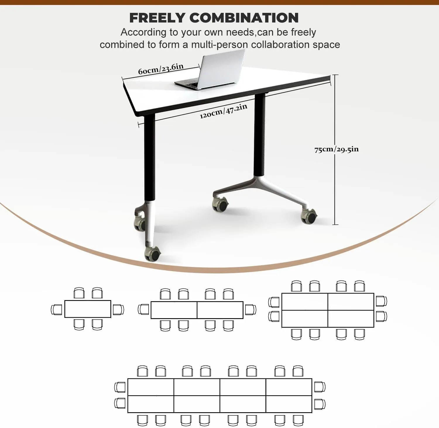 Conference Table Foldable Conference Table,Conference Rooms Training Rooms Flip Top Mobile Training Table,Rolling Meeting Table with Caster Wheels,Modern Seminar Tables for Office,Meeting Room(8)