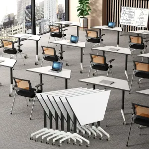 Conference Table Foldable Conference Table,Conference Rooms Training Rooms Flip Top Mobile Training Table,Rolling Meeting Table with Caster Wheels,Modern Seminar Tables for Office,Meeting Room(8)