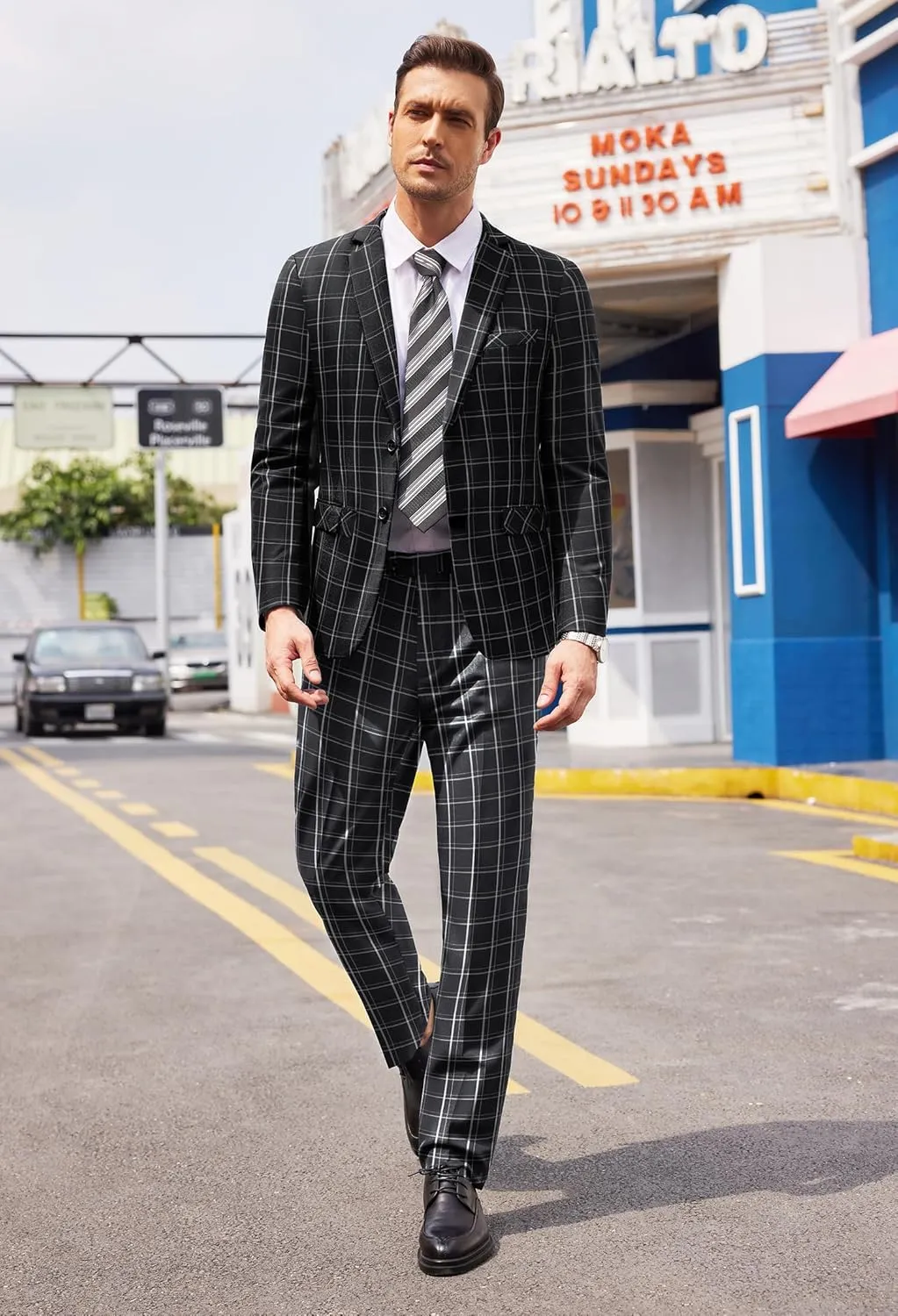 COOFANDY Men's 2 Piece Suits Classic Fit 2 Button Dress Suits Tuxedo Jacket Blazer for Wedding Business Dinner Prom