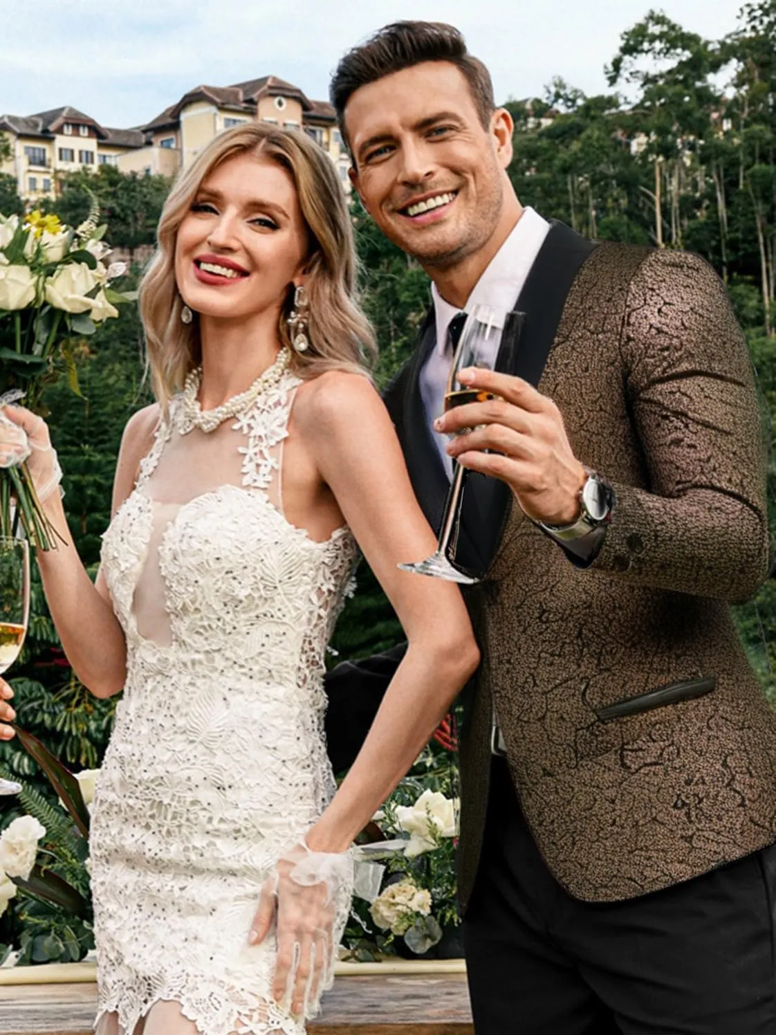 COOFANDY Men's Floral Tuxedo Jacket Jacquard Suit Jacket Slim Fit Blazer for Wedding, Prom, Dinner