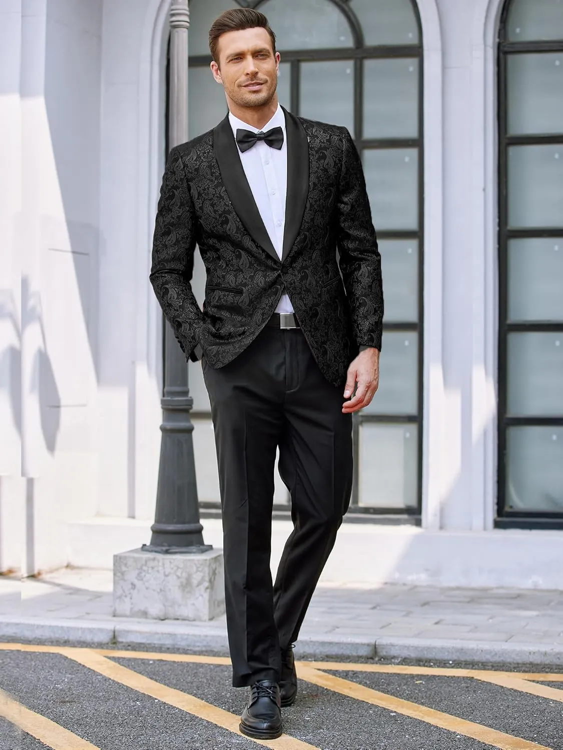 COOFANDY Men's Floral Tuxedo Jacket Jacquard Suit Jacket Slim Fit Blazer for Wedding, Prom, Dinner