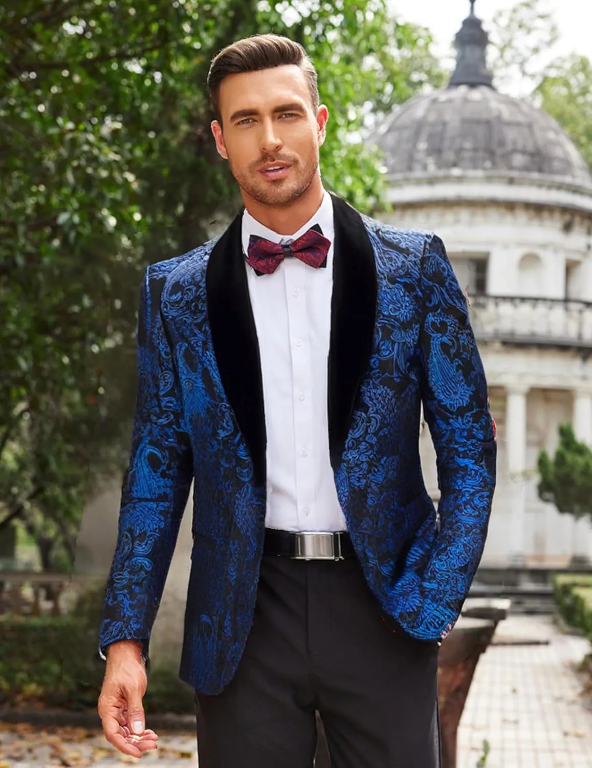 COOFANDY Men's Floral Tuxedo Jacket Paisley Shawl Lapel Stylish Suit Blazer Jacket for Wedding, Dinner, Party, Prom