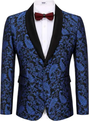 COOFANDY Men's Floral Tuxedo Jacket Paisley Shawl Lapel Stylish Suit Blazer Jacket for Wedding, Dinner, Party, Prom