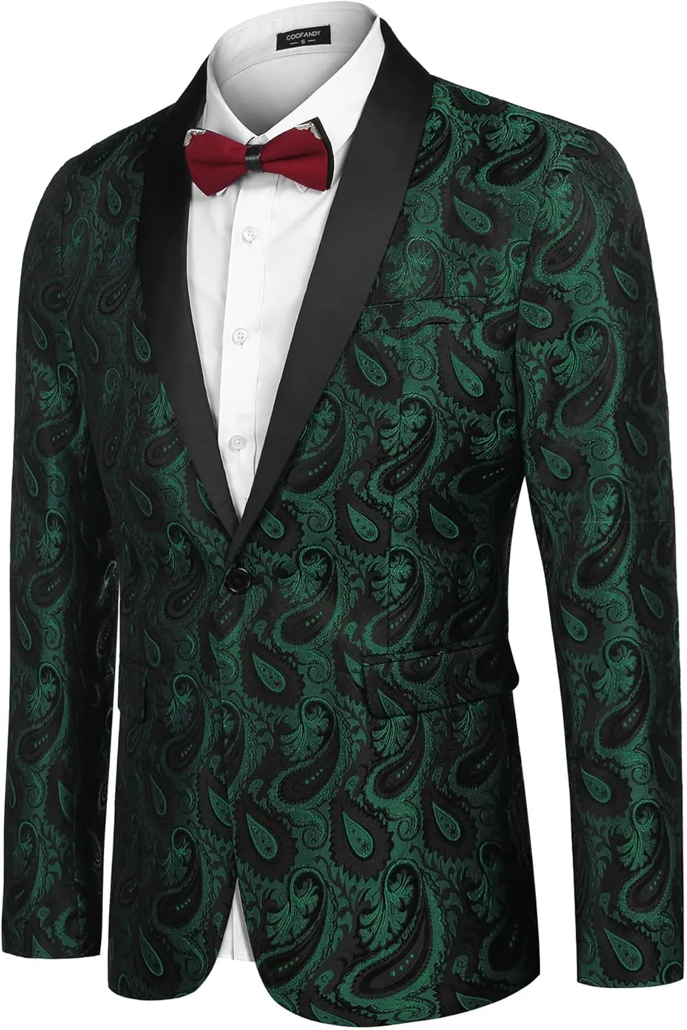 COOFANDY Mens Floral Tuxedo Jacket Paisley Shawl Lapel Suit Blazer Jacket for Dinner,Prom,Wedding
