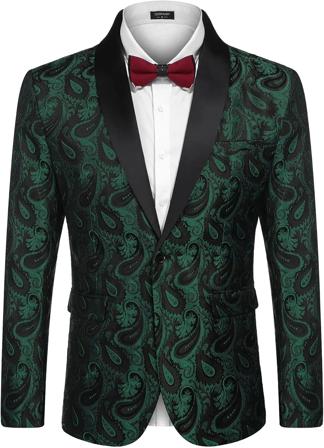 COOFANDY Mens Floral Tuxedo Jacket Paisley Shawl Lapel Suit Blazer Jacket for Dinner,Prom,Wedding