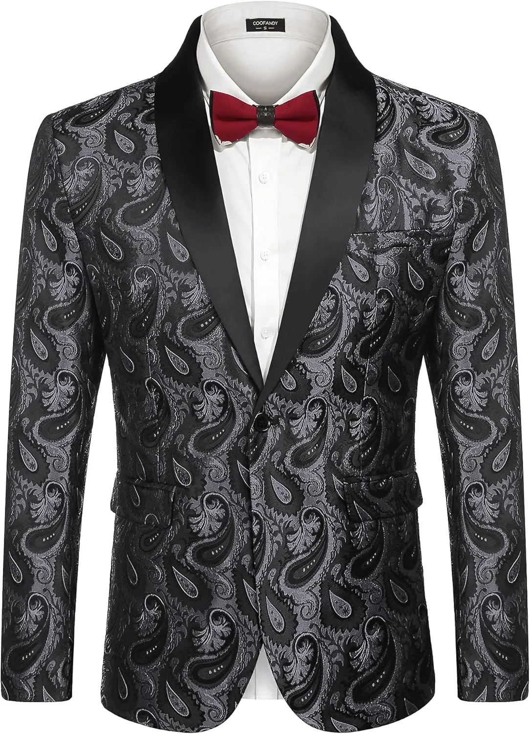 COOFANDY Mens Floral Tuxedo Jacket Paisley Shawl Lapel Suit Blazer Jacket for Dinner,Prom,Wedding