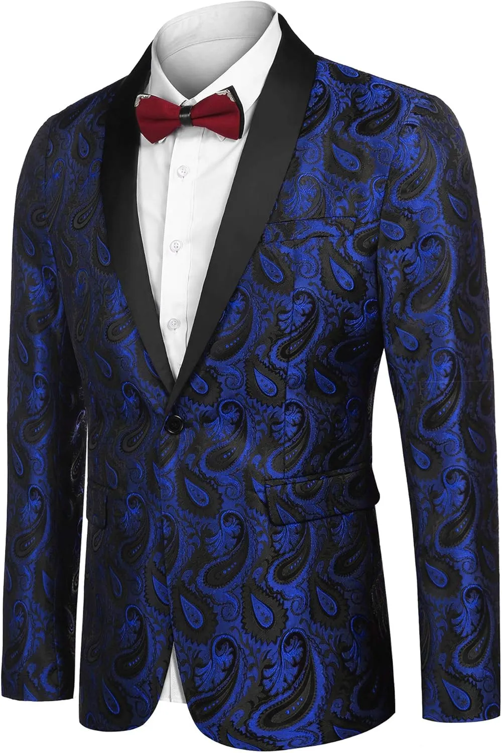COOFANDY Mens Floral Tuxedo Jacket Paisley Shawl Lapel Suit Blazer Jacket for Dinner,Prom,Wedding