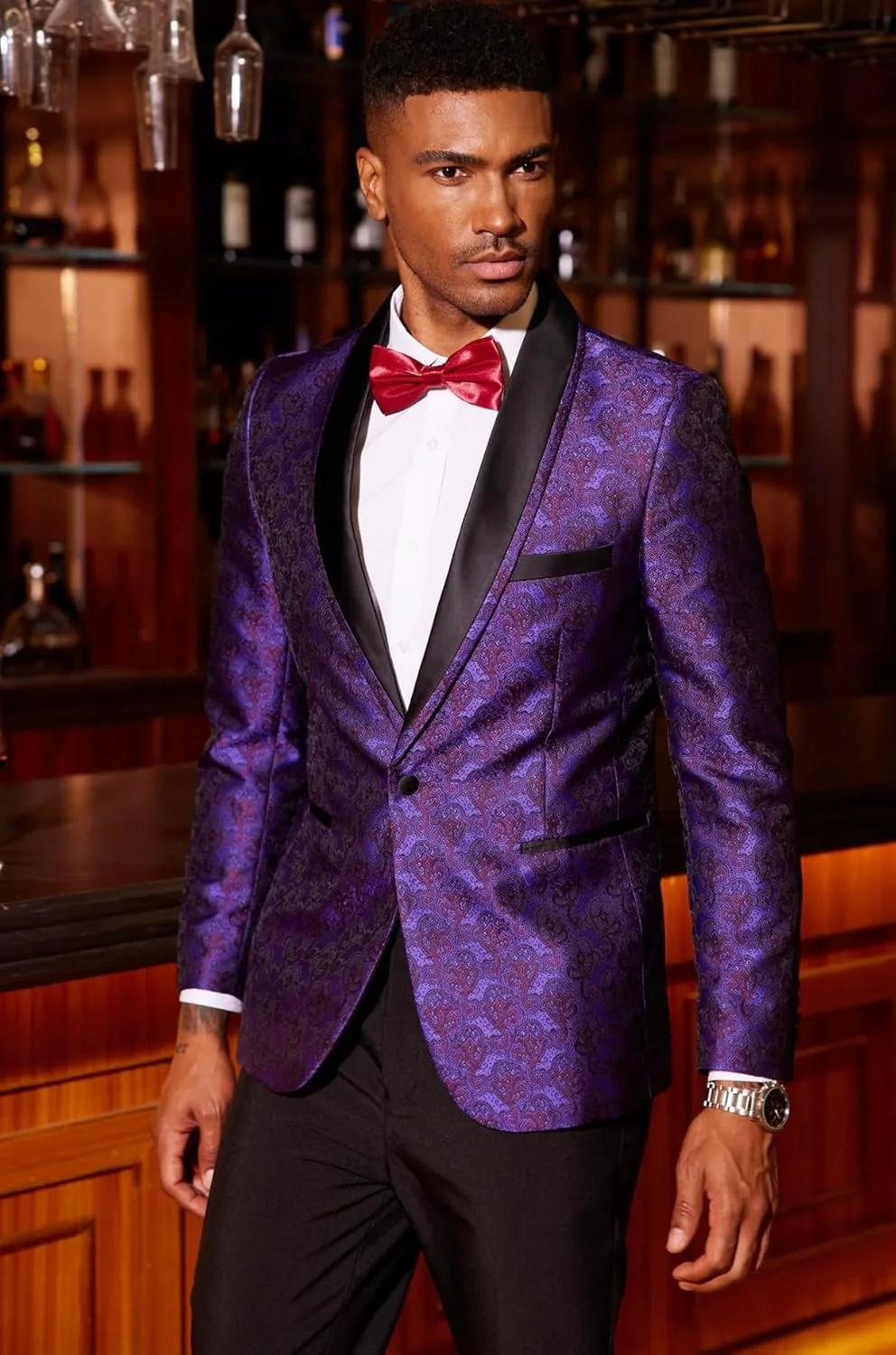 COOFANDY Men's Floral Tuxedo Suit Jacket Slim Fit Dinner Jacket Party Prom Wedding Blazer Jackets