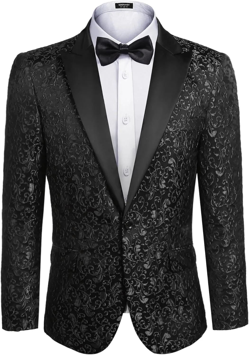 COOFANDY Men's Paisley Tuxedo Jacket One Button Dress Suit Jacket Floral Blazer for Dinner Party Prom Wedding