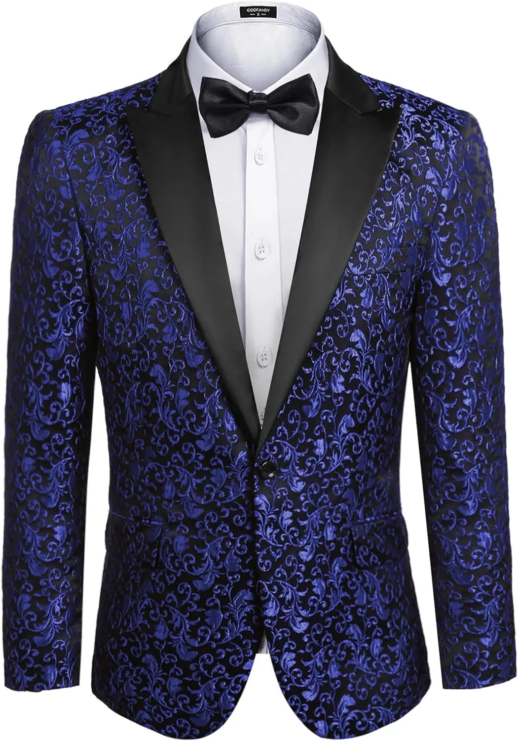 COOFANDY Men's Paisley Tuxedo Jacket One Button Dress Suit Jacket Floral Blazer for Dinner Party Prom Wedding