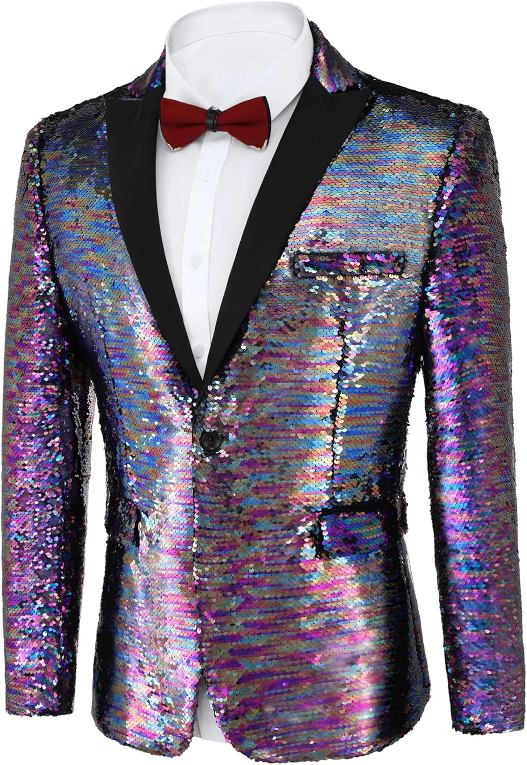 COOFANDY Mens Sequin Blazer Tuxedo Party Prom Wedding Tuxedo One Button Jacket