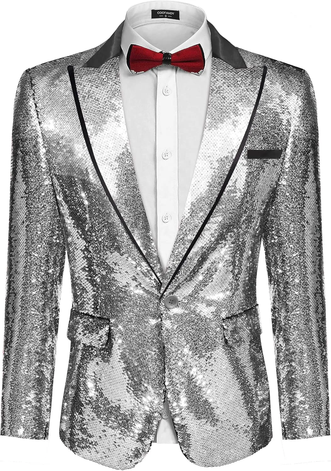 COOFANDY Mens Sequin Blazer Tuxedo Party Prom Wedding Tuxedo One Button Jacket