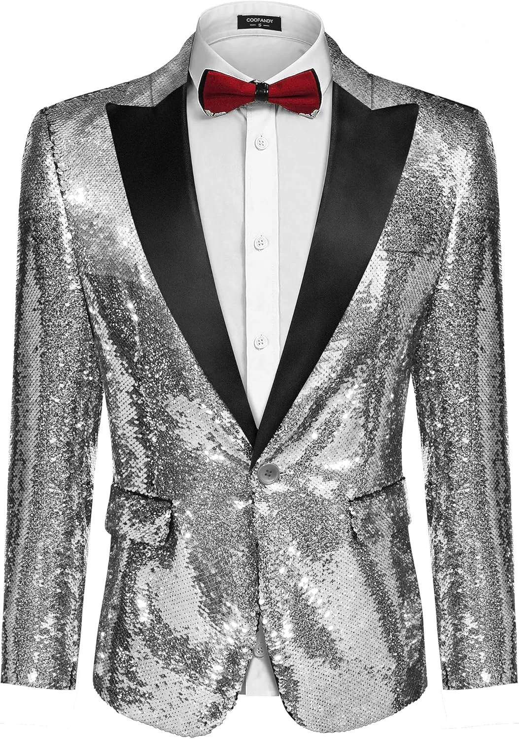 COOFANDY Mens Sequin Blazer Tuxedo Party Prom Wedding Tuxedo One Button Jacket