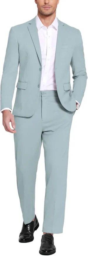 COOFANDY Men's Suits 2 Piece Slim Fit Suit Set 2 Button Lightweight Casual Knit Blazer Suit Jacket Pants