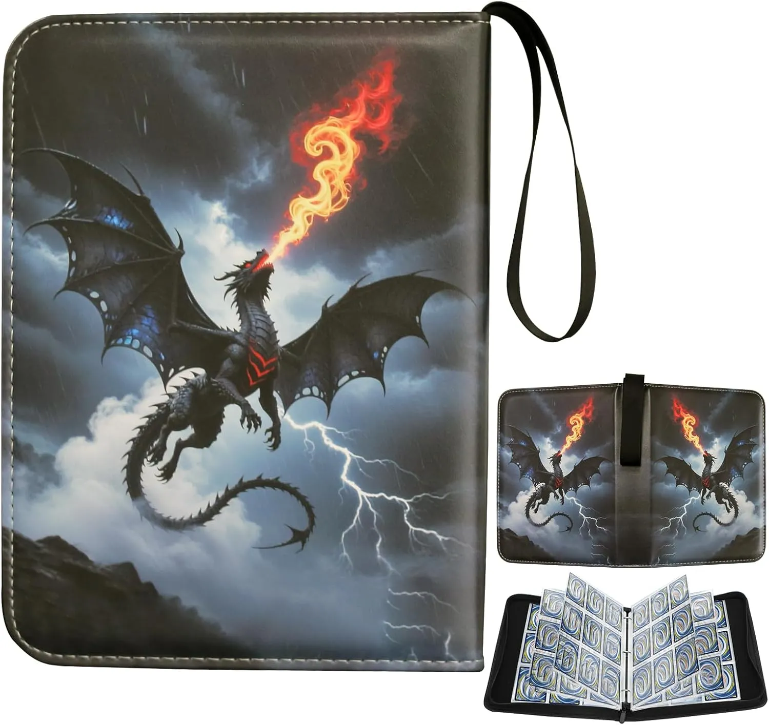 Cool Dragon Trading Card Binder - 9-Pocket Zipper Binder with 900 Pockets, Ideal for Card Collectors and Enthusiasts - Collectible Trading Card Album with Sleeves