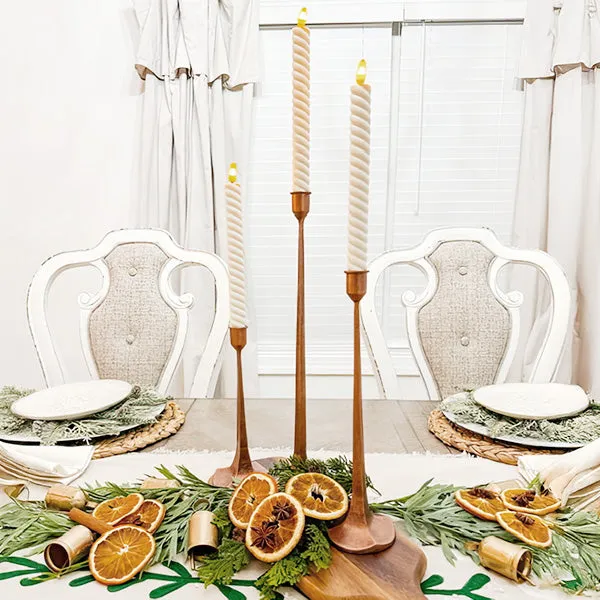 Copper Finish Cast Iron Taper Candle Holders, Set of Three