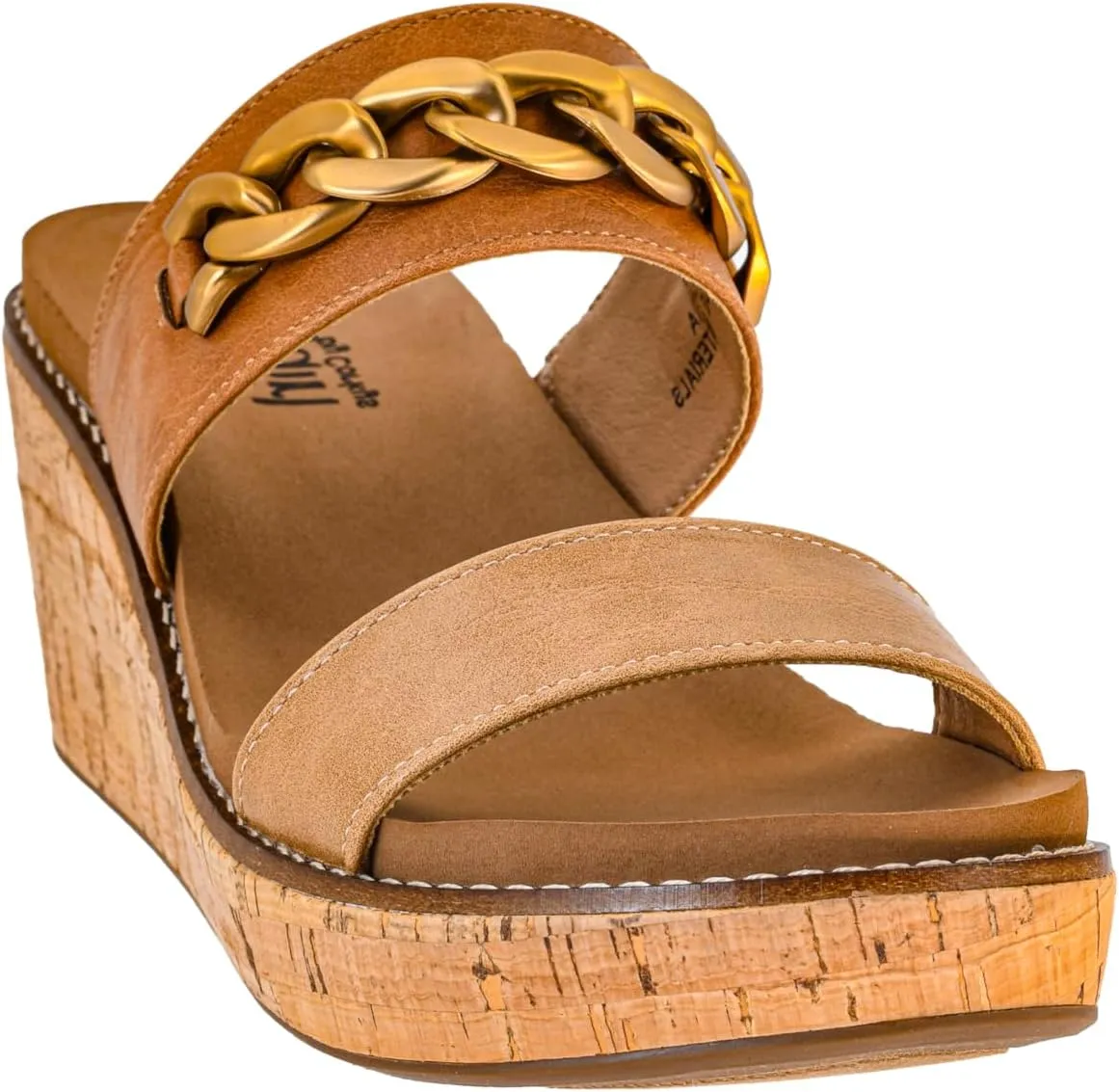Corkys Footwear Womens Nightcap Wedges With A 2.5 Inch Heel, Corkys Signature Soft Memory Foam EVA Insoles For All Day Wear, A Slip-on Design, And Two Straps With A Chunky Chain, Perfect For A Night On The Town