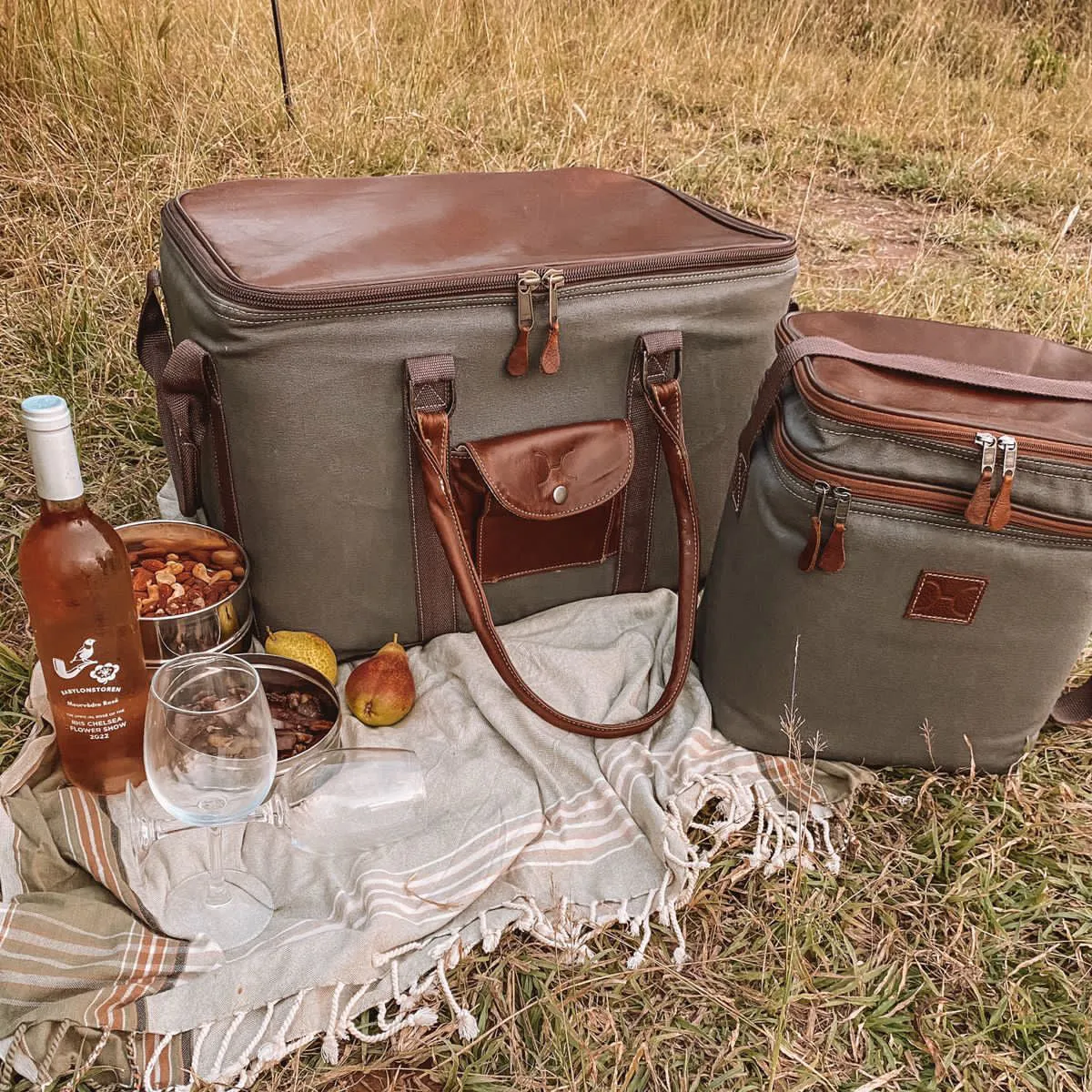 Corporate Big Lunch Box Canvas & Leather Hard Plastic Inner