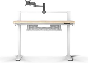 Corsair Platform:4 Elevate – 47 x 30 Inches, Adjustable Height, Electric Standing Computer Home Office Gaming Desk, Memory Presets, Cable Management, USB Ports, Monitor Arm Included – White Pine Stain