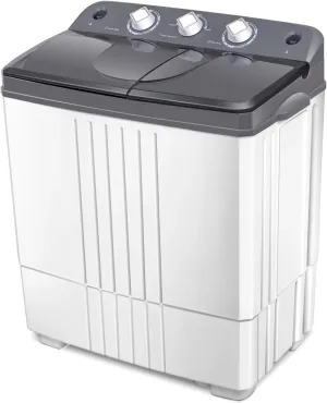 COSTWAY Portable Washing Machine, Twin Tub 20Lbs Capacity, Washer(12Lbs) and Spinner(8Lbs), Compact Laundry Machines Durable Design, Rotary Controller Drain Hose