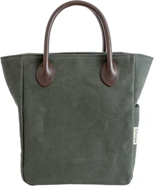 Cotton Canvas Leather Mini Tote Lunch Bag with Handle Moss Green (Moss Green)