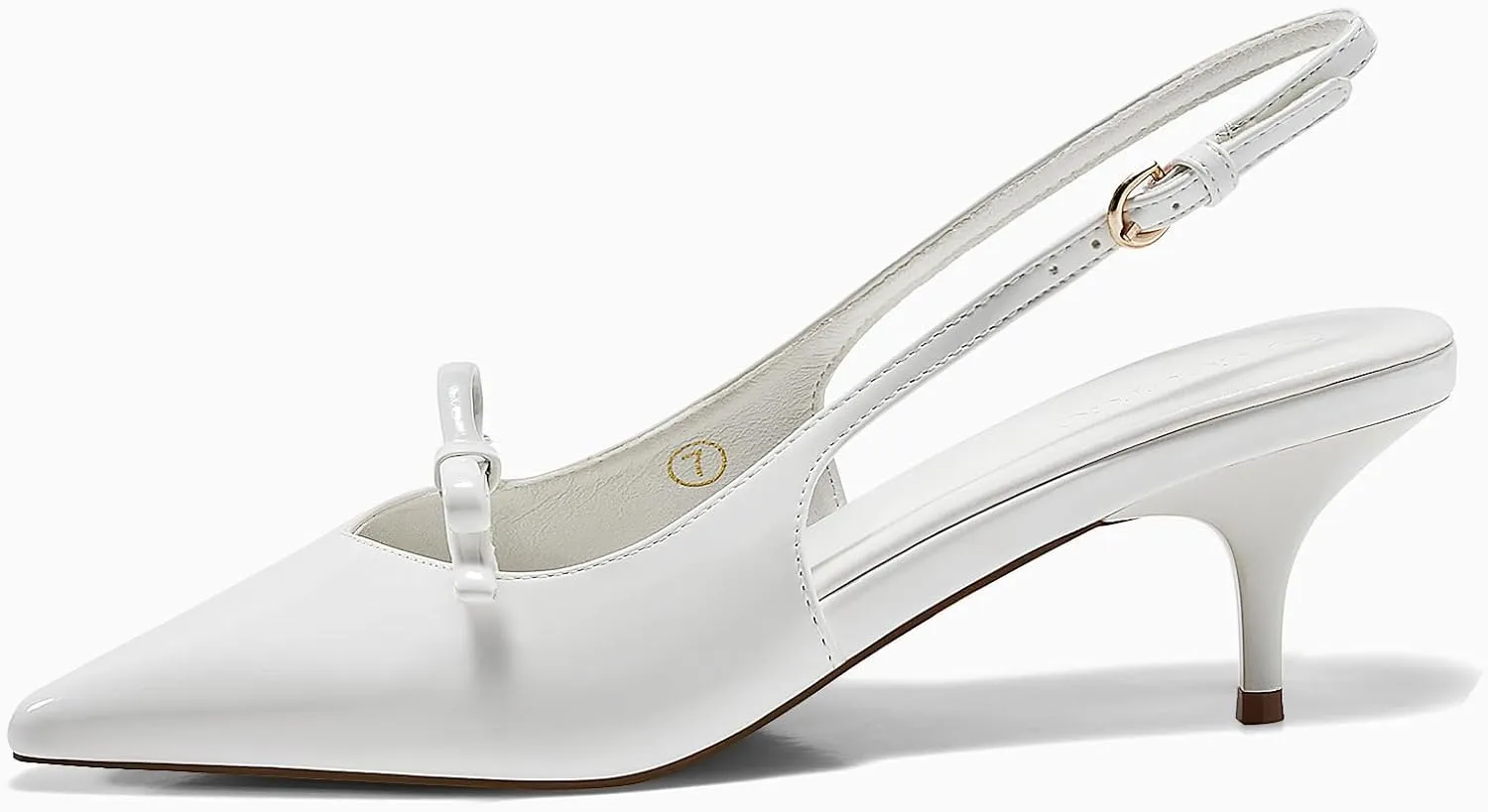 Coutgo Womens Bow Slingback Heels Low Kitten Heel Pumps Closed Pointed Toe Party Wedding Dress Shoes