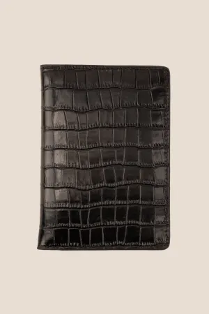 Covent Black Croc Passport Holder