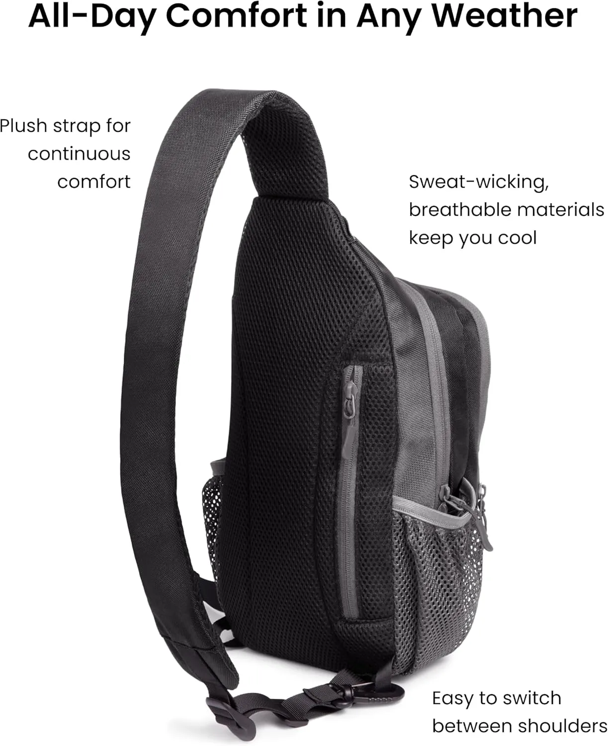 Crossbody Bag - Travel Sling Backpack for Hiking, Theme Parks & Cruises - Versatile Lightweight Medium Daypack