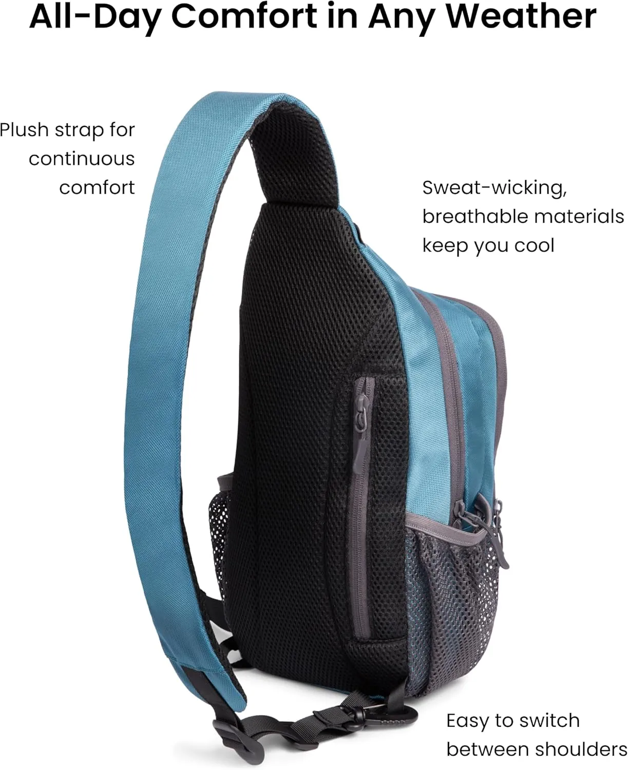 Crossbody Bag - Travel Sling Backpack for Hiking, Theme Parks & Cruises - Versatile Lightweight Medium Daypack