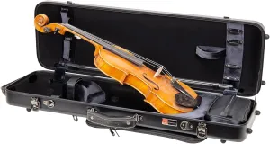 Crossrock Poly Carbon Oblong Violin Case for 4/4 Full-Size | Matte Black Finish, Hygrometer, Music Pouch, Accessory Storage – Lightweight Hard Shell