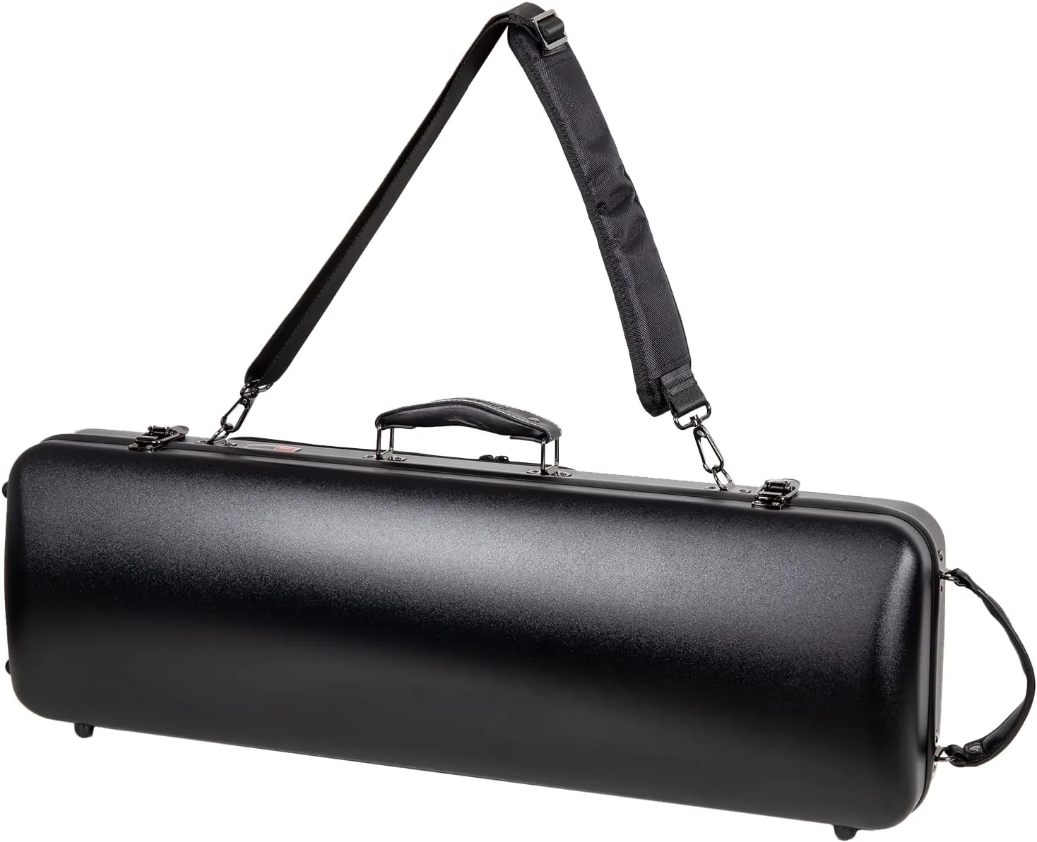 Crossrock Poly Carbon Oblong Violin Case for 4/4 Full-Size | Matte Black Finish, Hygrometer, Music Pouch, Accessory Storage – Lightweight Hard Shell