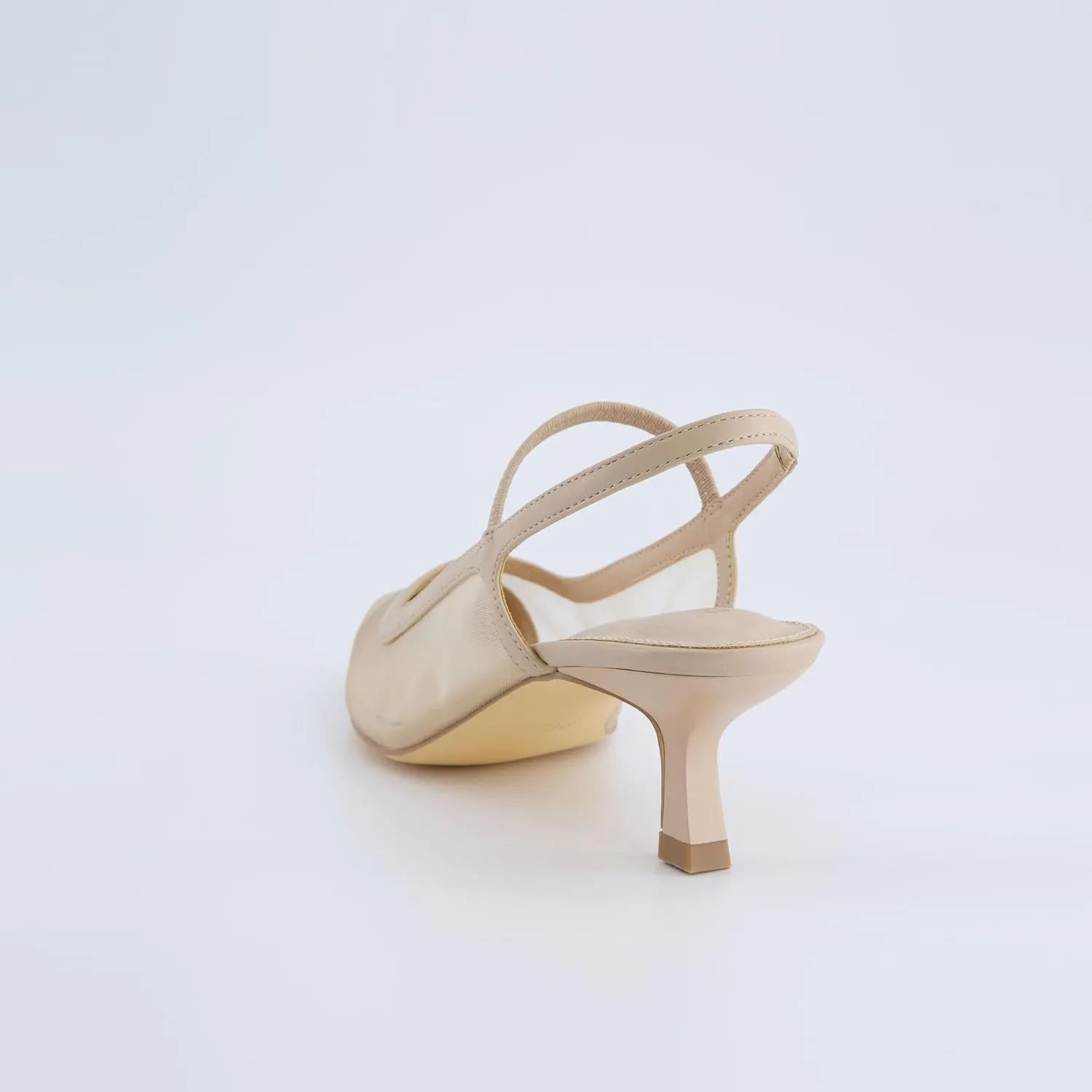 CUSHIONAIRE Campari Women’s Pointed-Toe Mesh & Slingback Kitten Heels with Memory Foam Comfort