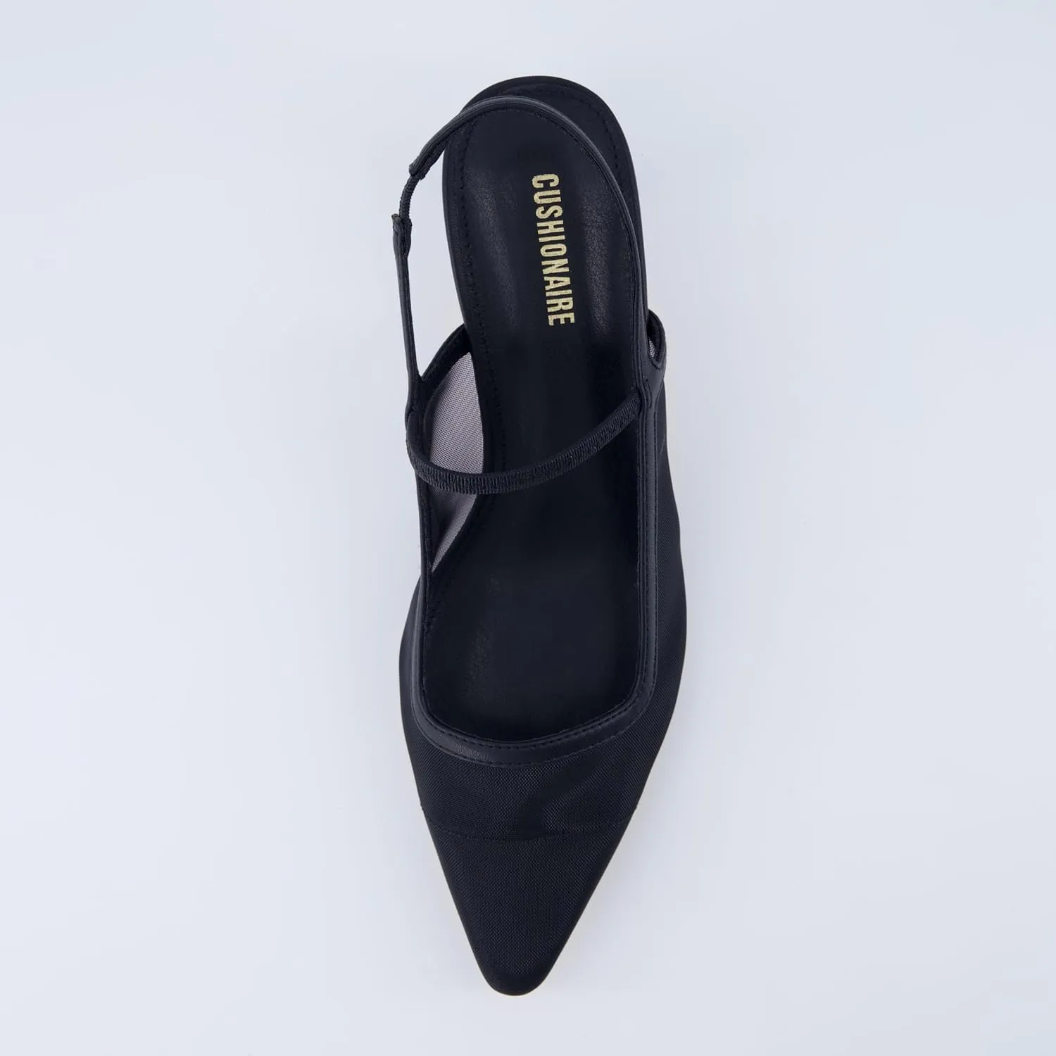 CUSHIONAIRE Campari Women’s Pointed-Toe Mesh & Slingback Kitten Heels with Memory Foam Comfort