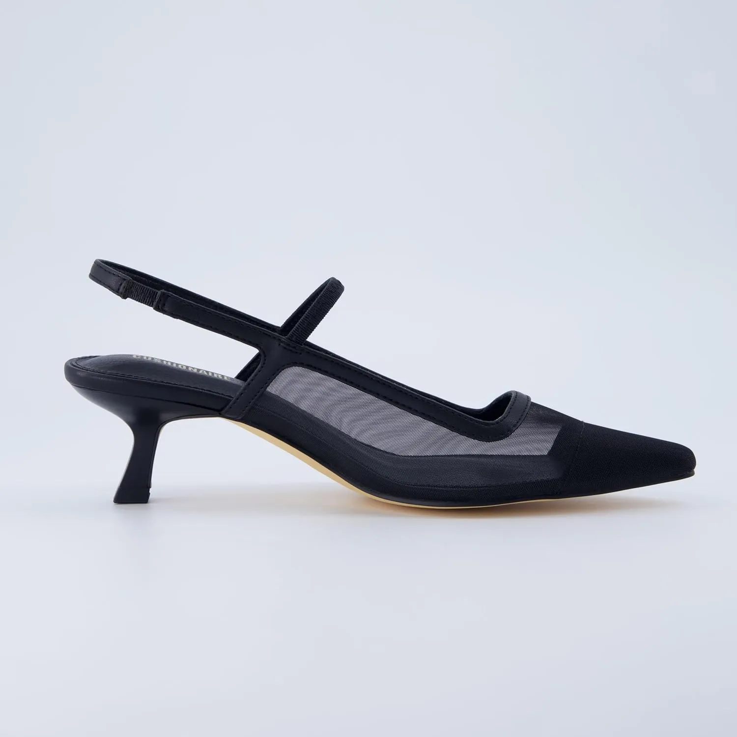 CUSHIONAIRE Campari Women’s Pointed-Toe Mesh & Slingback Kitten Heels with Memory Foam Comfort