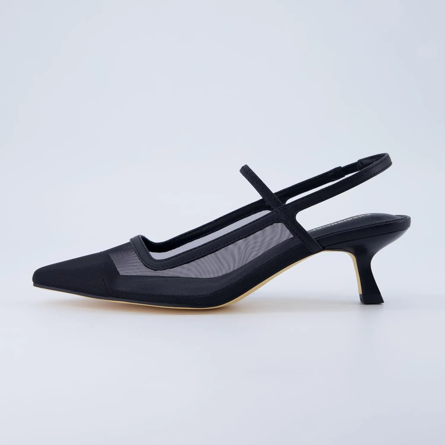 CUSHIONAIRE Campari Women’s Pointed-Toe Mesh & Slingback Kitten Heels with Memory Foam Comfort