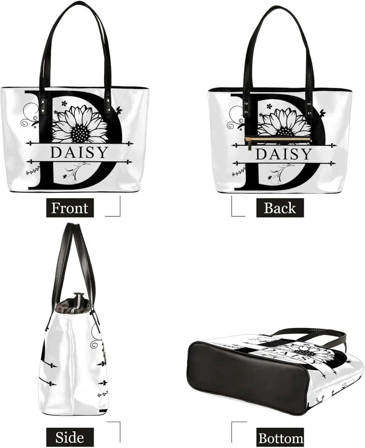 Custom A Tote Bag Women Shoulder Handbags PU Leather for Travel Work