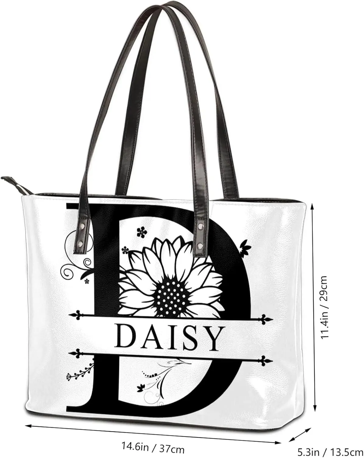 Custom A Tote Bag Women Shoulder Handbags PU Leather for Travel Work