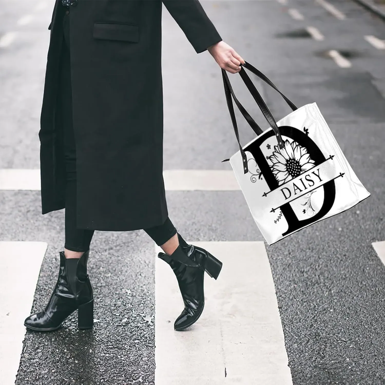 Custom A Tote Bag Women Shoulder Handbags PU Leather for Travel Work