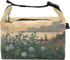 Custom Claude Monet Flowered Riverbank Argenteuil Lunch Bag Soft Women Lunch Box for Work Cute Floral Food Insulated Bag for Adults