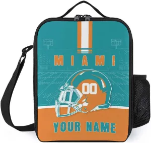 Custom Miami Lunch Box Gift for Men Women Personalized Name Number Adjustable Strap Insulated Lunch Bag for Work Picnic Travel