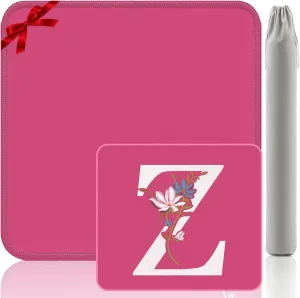 Custom Z Mahjong Mat - 32.4x32.4 Inch Embroidery Noise Reduction Mat, Pink Gift for Board Games/Mahjong (Letter Z Design)