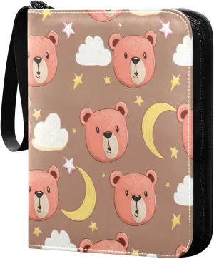 Cute Bears Card Binder 4 Pockets, 400 Pockets Trading Card Binder Removable Card Albums Card Holder for Games, Sports, Football, Baseball Cards