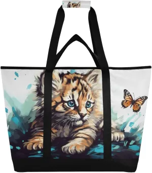 Cute Cats Reusable Insulated Lunchbox Cooler Bag, Leakproof Kitchen Grocery Bag Collapsible Portable Cooler Tote Bag for Picnic, Camping, Office, Travel