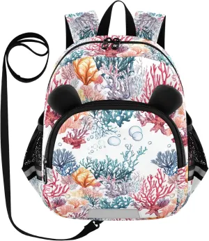 Cute Ears Daycare Backpack Leash Boy's/Girl's Anti-Lost Personalized Bag Pack For School with Reflective Strip Cute Cartoon Animal Bear Aesthetic Cyanea Capillata White mochilas para ni?os
