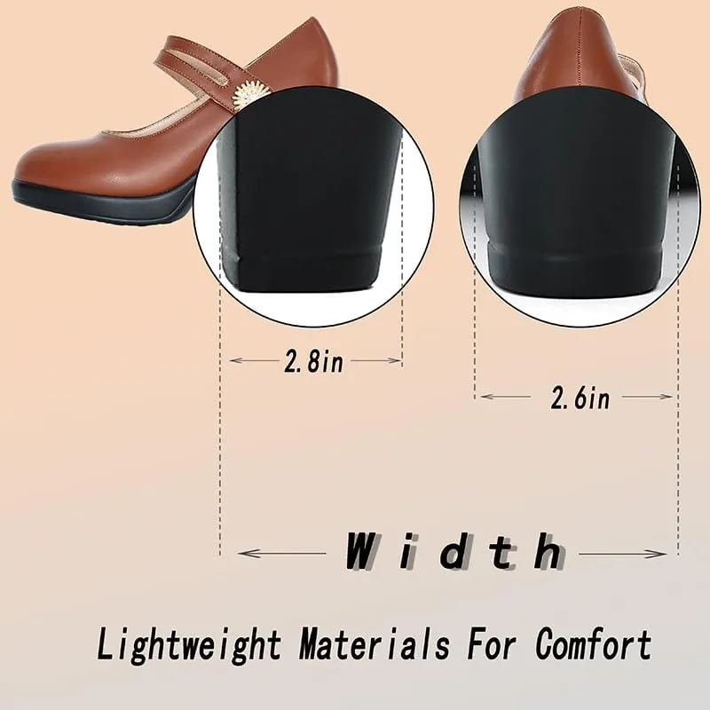 CYBLING Women's Mary Jane High Heels Shoes Ladies Pointed Closed Toe Ankle Strap Dress Pumps