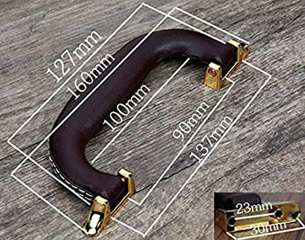 CynKen 1 Pieces PU Leather Handle for Guitar Musical Box Handbags Gift Boxes Wine Boxes Luggage Toolbox Trolley Instrument Case Black Gold