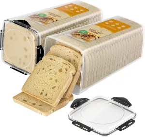 DaCool 2 Pack Bread Boxes, Premium Plastic Bread Containers Tall - Airtight Lid Bread Keeper Sandwich Bread Holders, 5.6 Qt Each