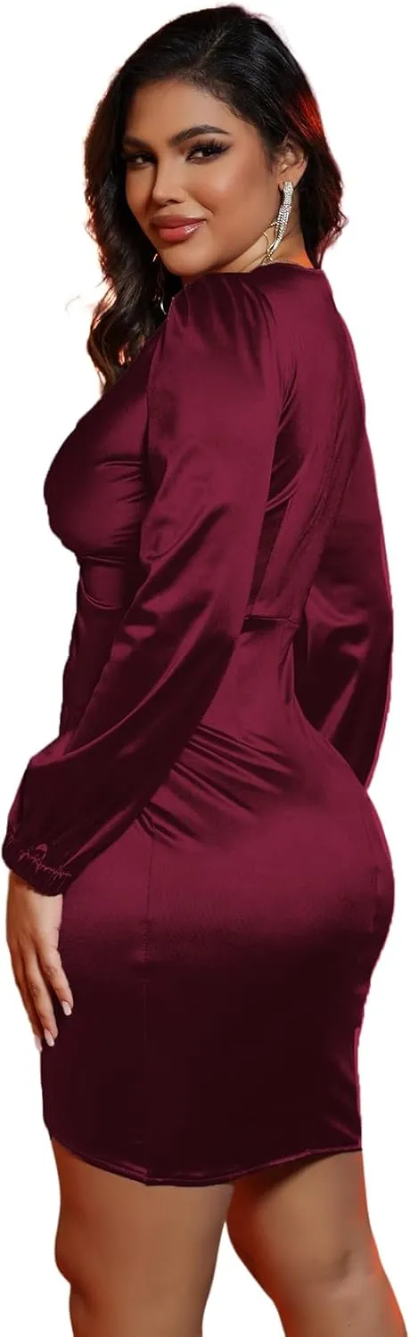 DeftSharp Womens Ruched Formal Bodycon Zipper Graduation Dresses-Elegant Cocktail Party Wedding Midi Dress