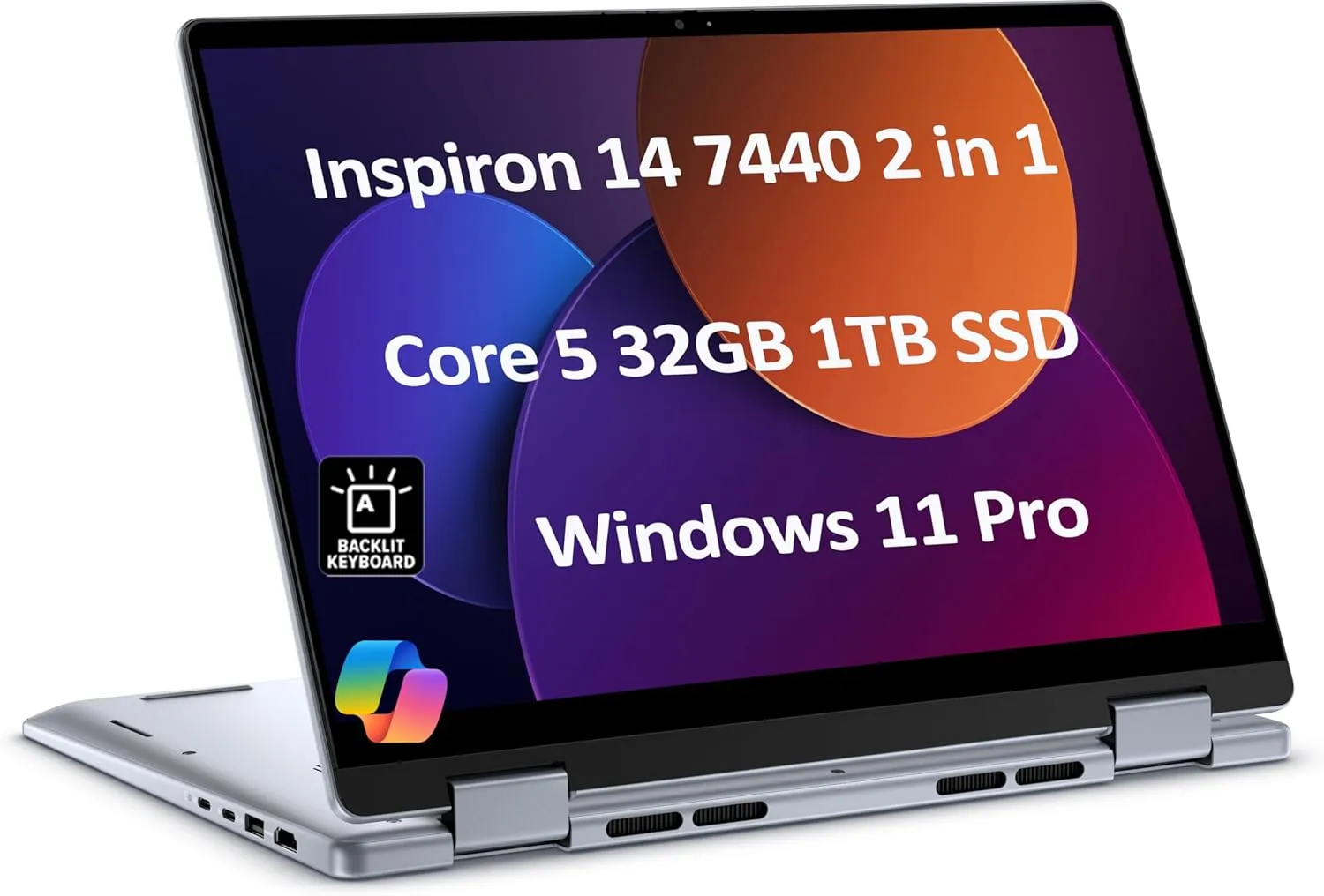 Dell Inspiron 14 7440 2-in-1 Laptop (14" FHD  Touchscreen, Intel Core 5 120U (> i7-1355U), 32GB DDR5, 1TB SSD), for Creator, Designer, 10-Hr Long Battery Life, Backlit, Win 11 Pro w/ AI Copilot