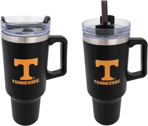 Desert Cactus University of Tennessee UT Knoxville Volunteers Vols Large Insulated Stainless Steel Handle Lid Straw Reusable Double Walled Cup Hot Cold Drinkware (40oz Ounce Rally Tumbler Design D)